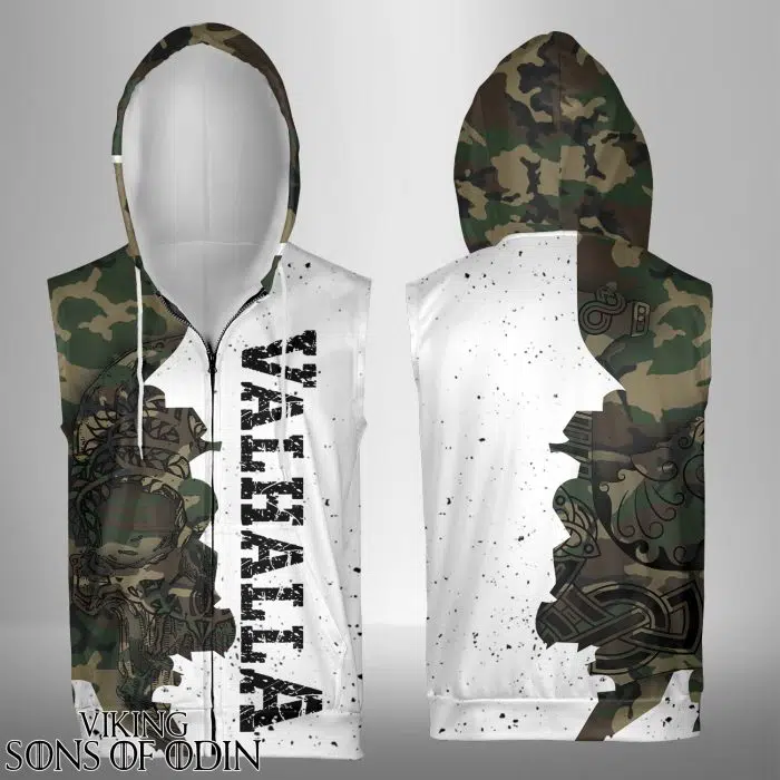 Viking Sleeveless Hoodie Skull Valhalla