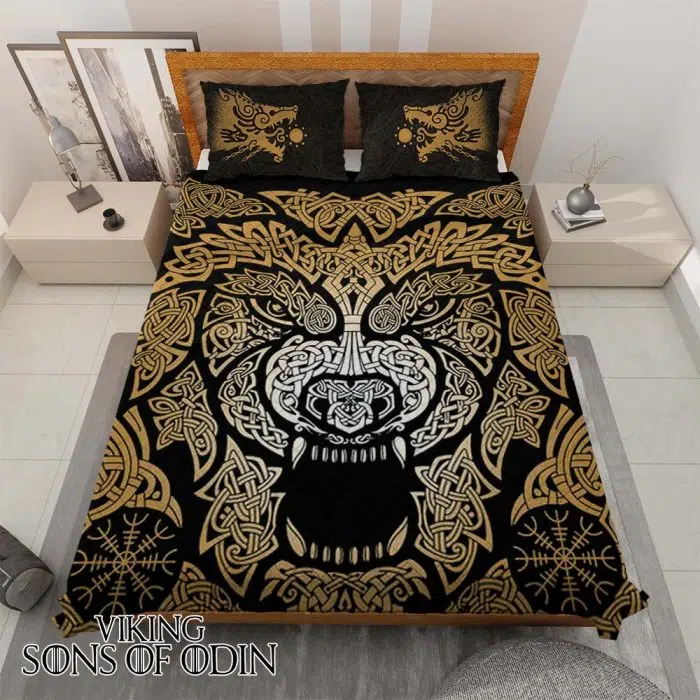 Viking Bedding Set Fenrir Wolf Raven