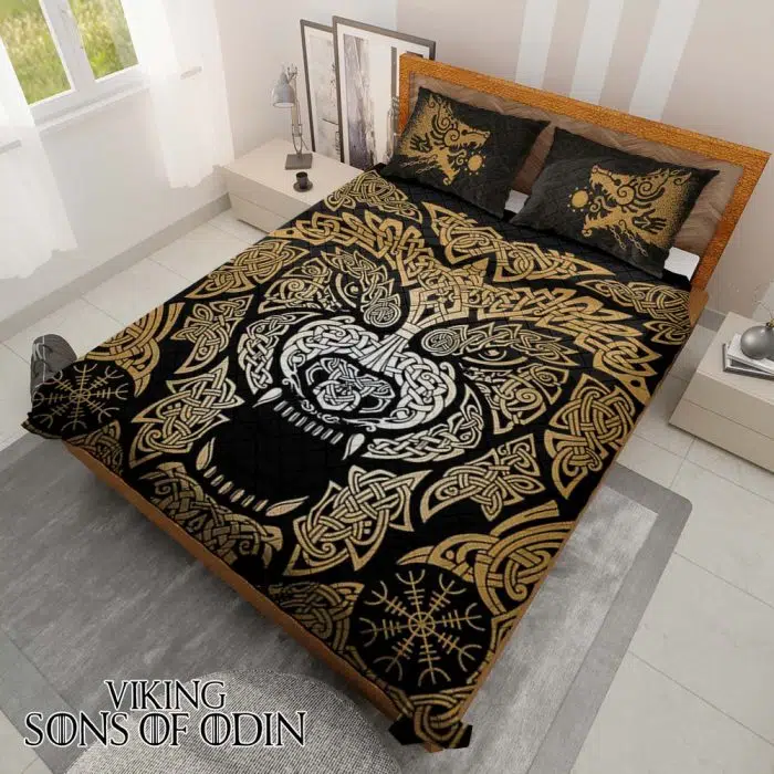 Viking Bedding Set Fenrir Wolf Raven