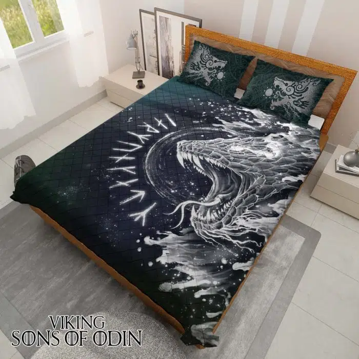 Viking Bedding Set Fenrir Wolf Raven