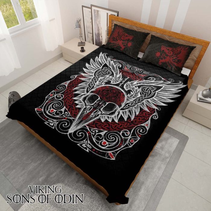 Viking Bedding Set Fenrir Wolf Raven