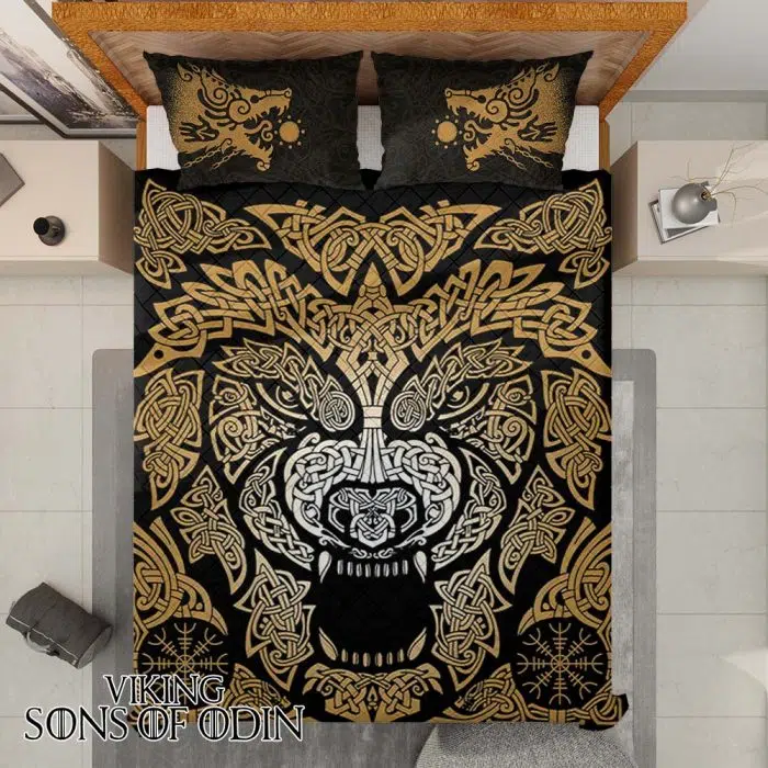 Viking Bedding Set Fenrir Wolf Raven