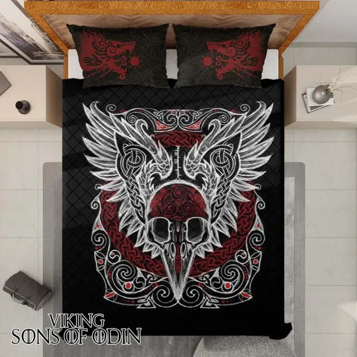 Viking Bedding Set Fenrir Wolf Raven