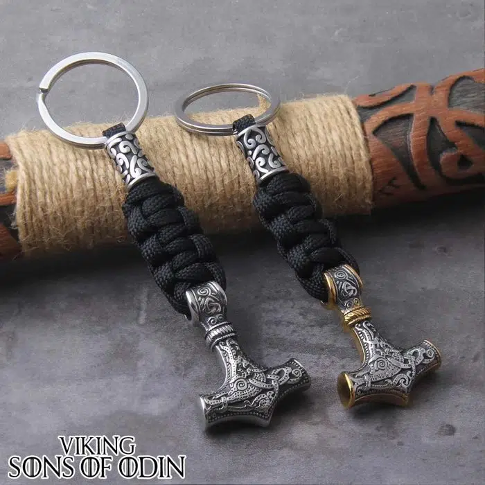 Viking Keychain Thor Hammer Rune