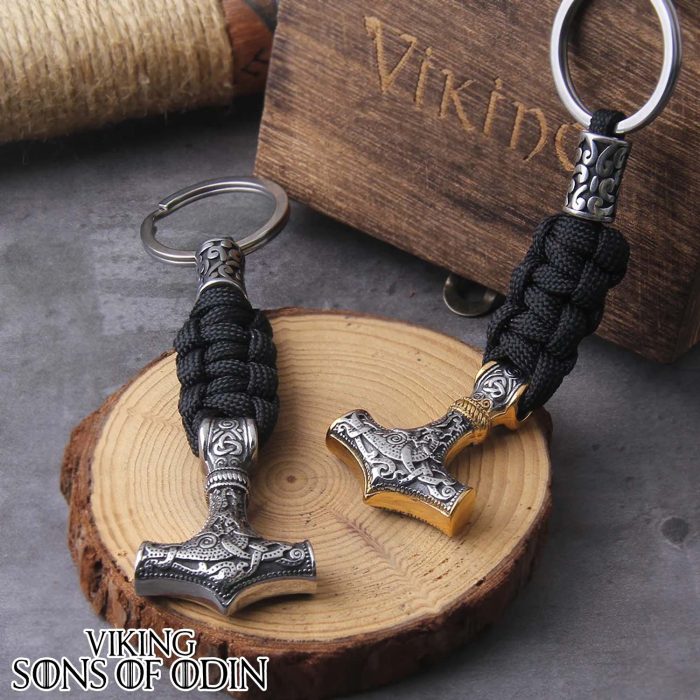 Viking Keychain Thor Hammer Rune