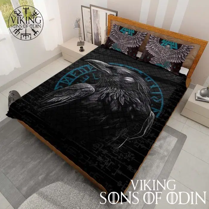 Viking Bedding Set Raven Vegvisir Valknut