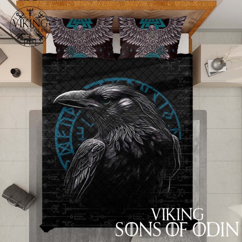 Viking Bedding Set Raven Vegvisir Valknut | Viking Sons Of Odin