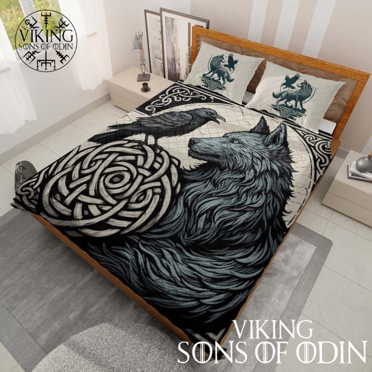 Viking Bedding Set Raven Wolf | Viking Sons Of Odin