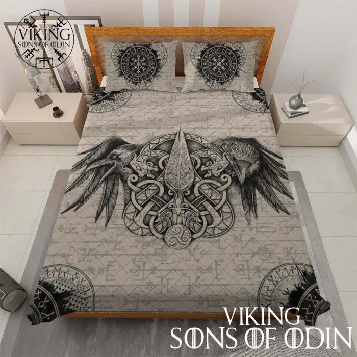 Viking Bedding Set Raven Vegvisir