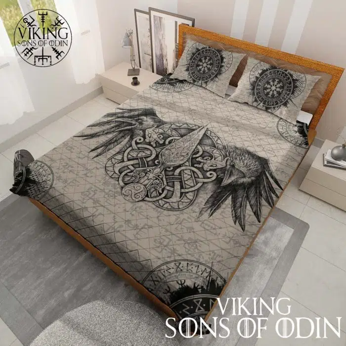 Viking Bedding Set Raven Vegvisir