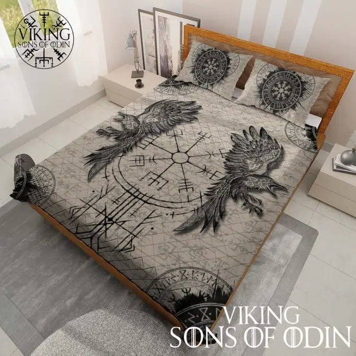 Viking Bedding Set Raven Vegvisir