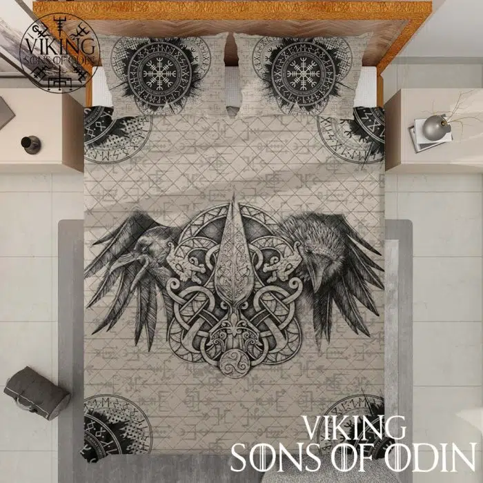 Viking Bedding Set Raven Vegvisir