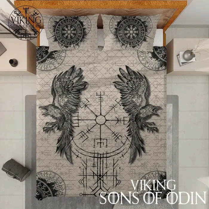 Viking Bedding Set Raven Vegvisir