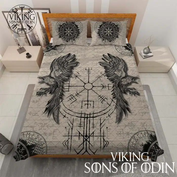 Viking Bedding Set Raven Vegvisir