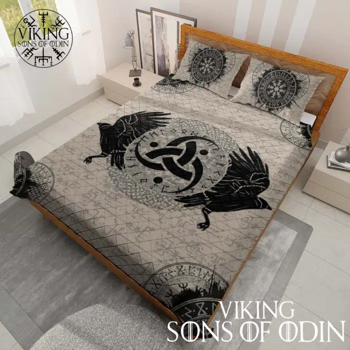 Viking Bedding Set Raven Vegvisir