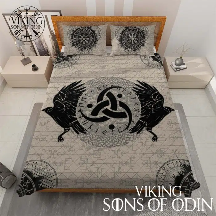 Viking Bedding Set Raven Vegvisir