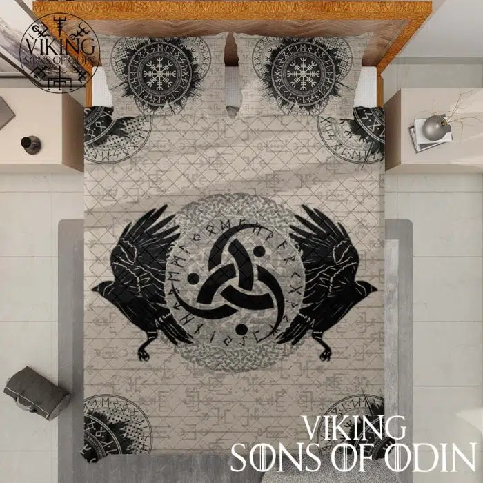 Viking Bedding Set Raven Vegvisir