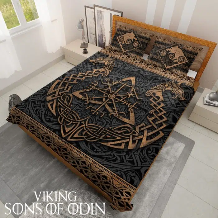 Viking Bedding Set ship dragon Skoll and Hati