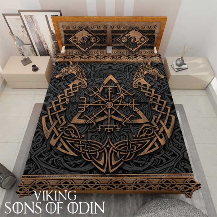 Viking Bedding Set ship dragon Skoll and Hati