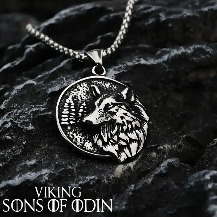 Viking Necklaces Vintage Wolf Head Titanium Steel