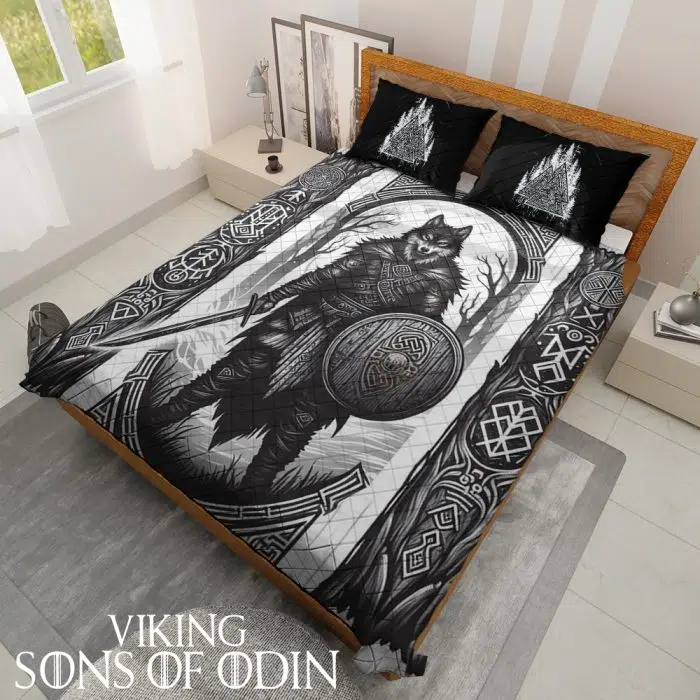 Viking Bedding Set Fenrir Wolf Warrior