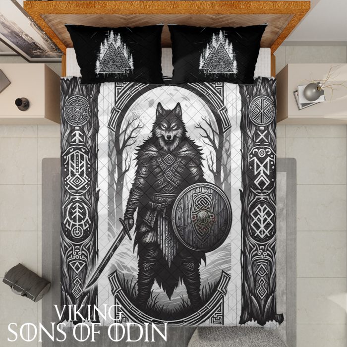 Viking Bedding Set Fenrir Wolf Warrior