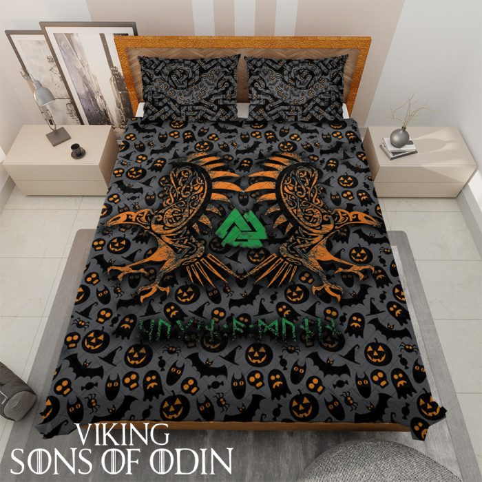 Viking Bedding Set Fenrir Wolf Huginn and Muninn