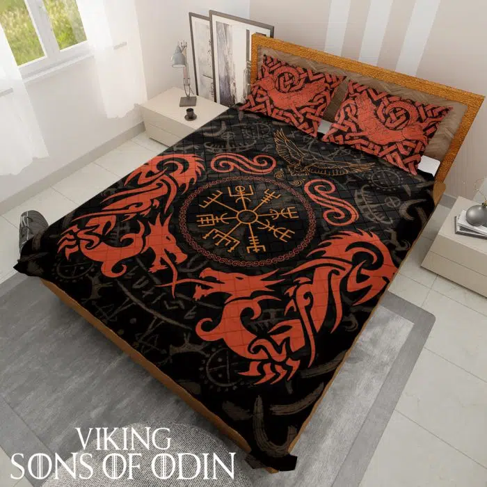 Viking Bedding Set Fenrir Wolf Raven Halloween