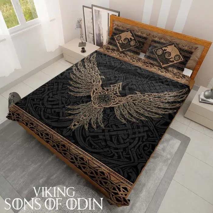 Viking Bedding Set Vegvisir Raven Skoll and Hati