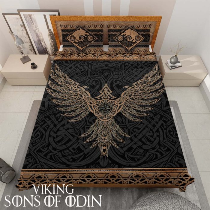 Viking Bedding Set Vegvisir Raven Skoll and Hati