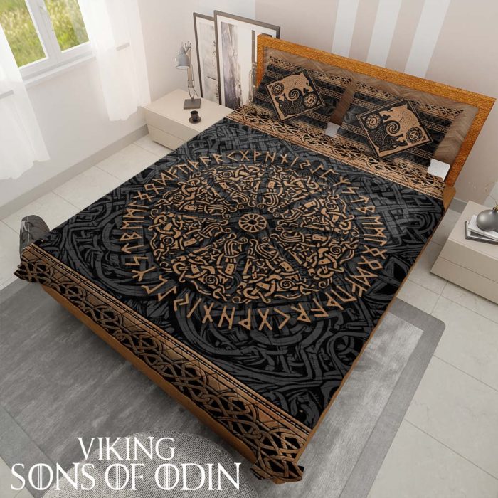 Viking Bedding Set Vegvisir Rune Skoll and Hati