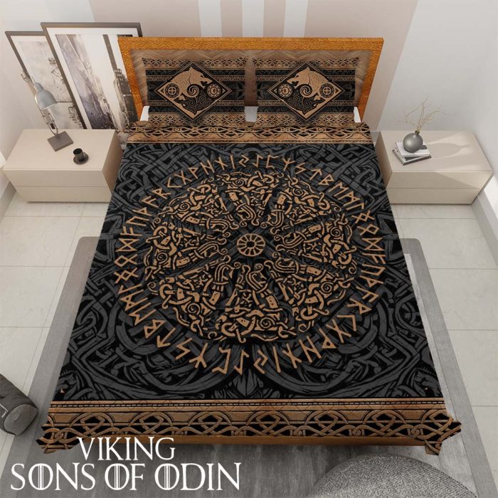 Viking Bedding Set Vegvisir Rune Skoll and Hati