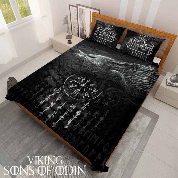 Viking Bedding Set Vegvisir Wolf Fenrir