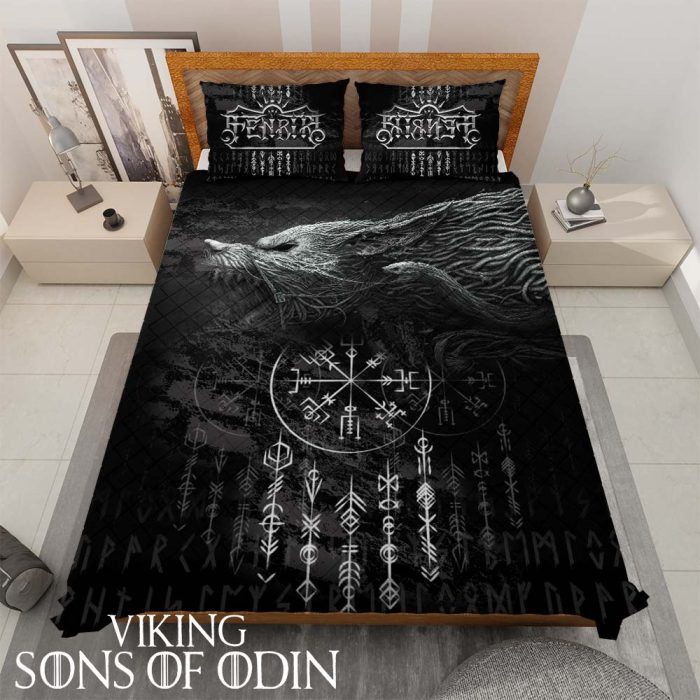 Viking Bedding Set Vegvisir Wolf Fenrir