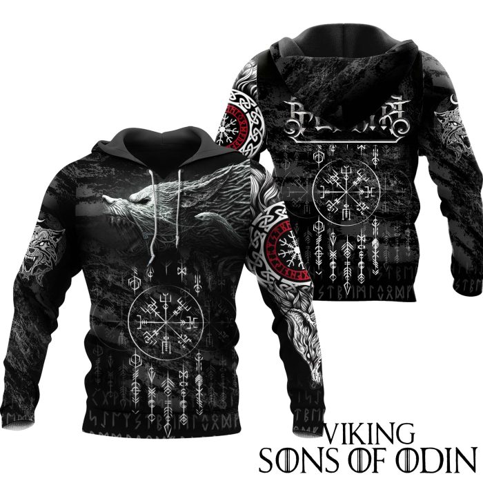 Viking Hoodie Vegvisir Wolf Fenrir