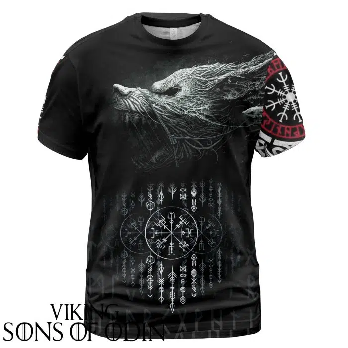 Viking Shirt Vegvisir Wolf Fenrir