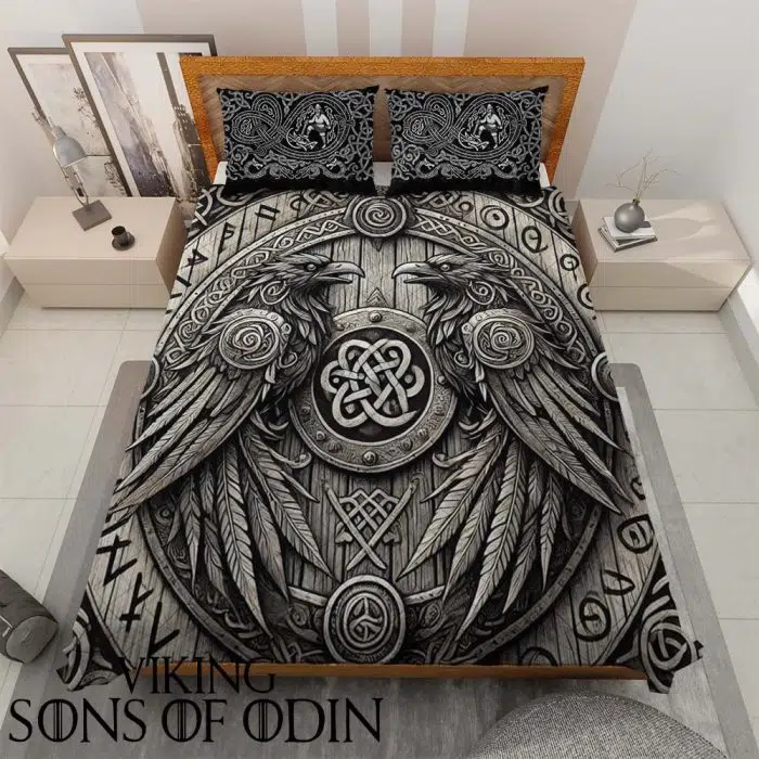 Viking Bedding Set Huginn and Muninn Thor Jormungand