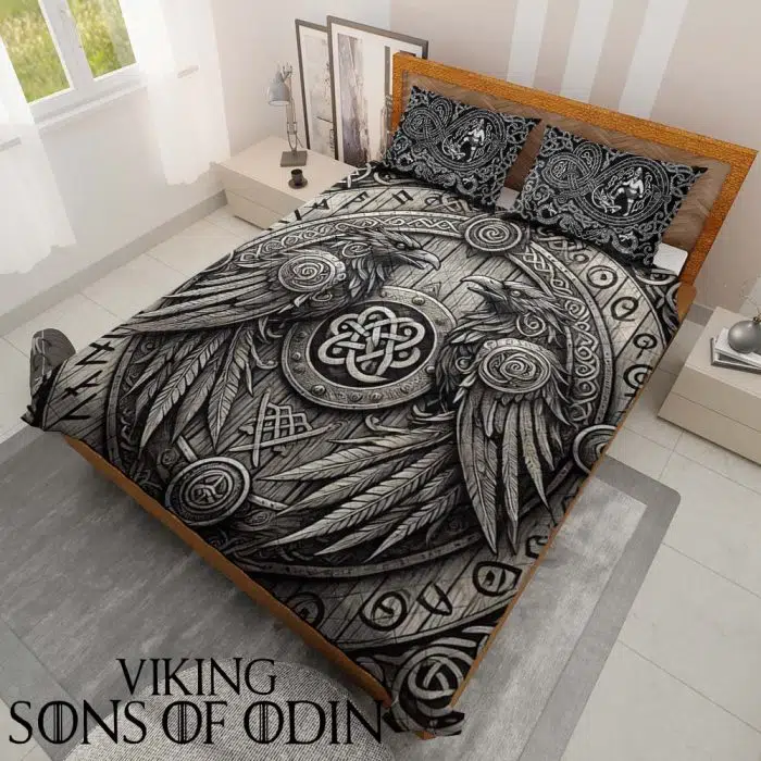 Viking Bedding Set Huginn and Muninn Thor Jormungand