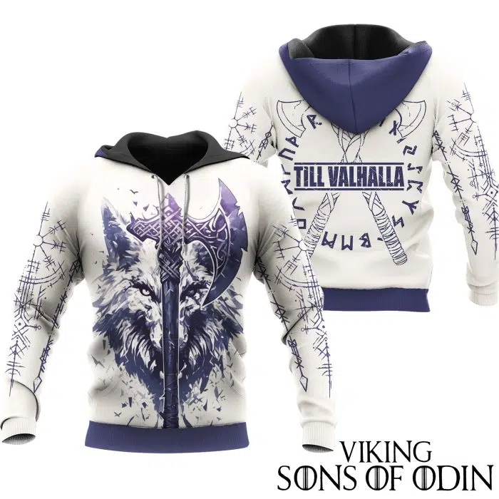 Viking Hoodie Wolf AXE Till Valhalla