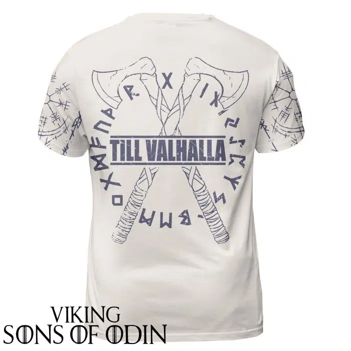 Viking Shirt Wolf AXE Till Valhalla Back