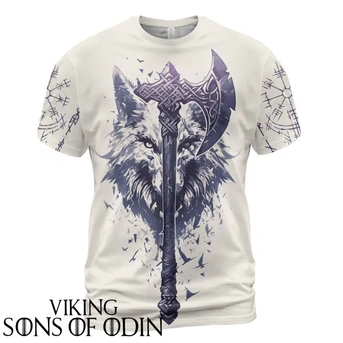 Viking Shirt Wolf AXE Till Valhalla Front