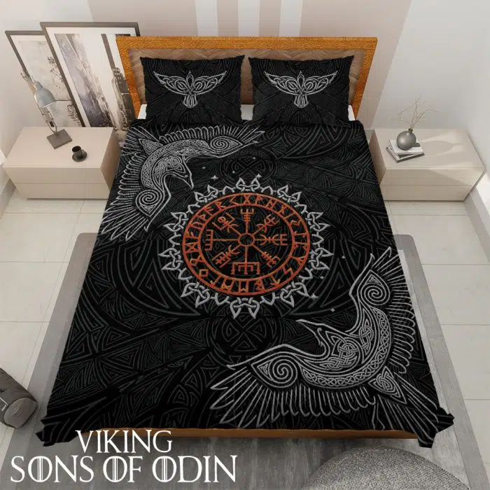 Viking Bedding Set Huginn and Muninn Raven