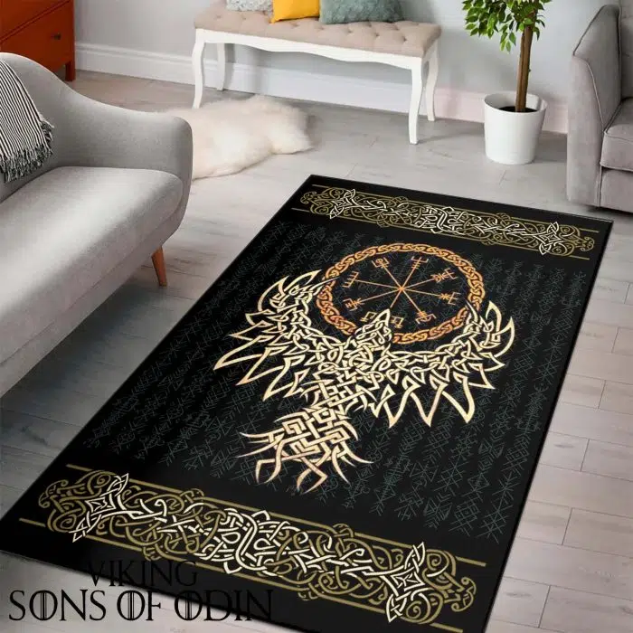 Viking Rug Raven Raven Vegvisir