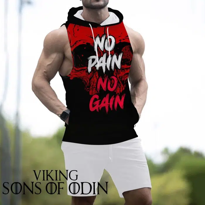 Viking Workout Hooded Tank Top No Pain No Gain